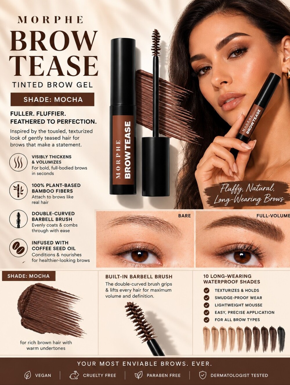 Morphe Brow Tease Tinted Brow Gel – Mocha